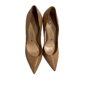 Nancy Gonzalez Holly Crocodile Point-Toe Pump in Tan